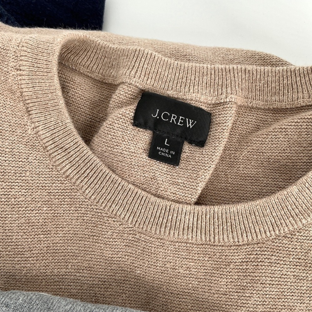 J.Crew Gap Sweater Bundle Mens Size Large Cotton Cashmere Navy Tan Grey Stripe - Picture 4 of 14